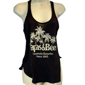 Papas & Beer Party Bar Black Tank Top Size M Ensenada, Rosarito, Mexico